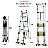  Thang nhôm rút đôi SUMIKA SK760D NEW, chiều cao 3.8M 