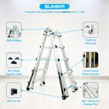  Thang nhôm chữ A rút lồng SUMIKA SKM405, chữ A cao nhất 2.5m 