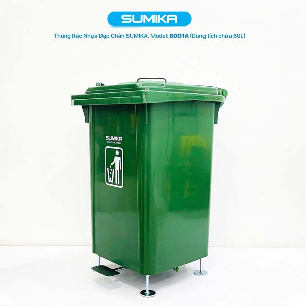  Thùng rác nhựa gia đình SUMIKA B001A, dung tích 60L 