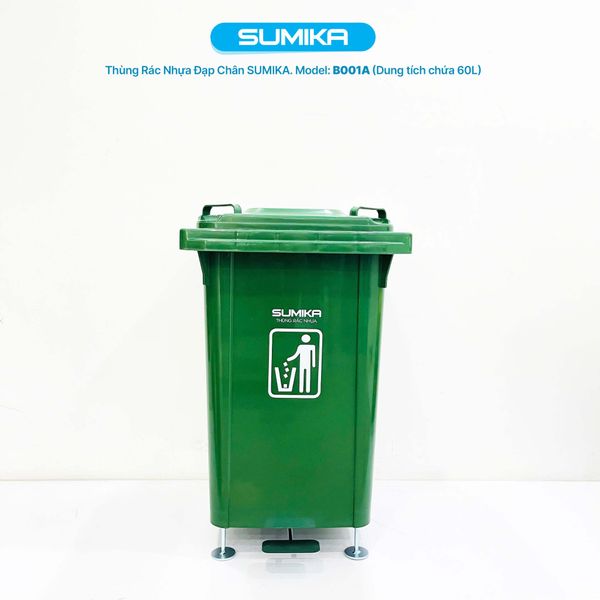  Thùng rác nhựa gia đình SUMIKA B001A, dung tích 60L 