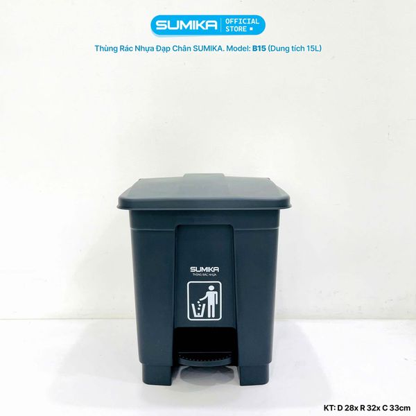  Thùng rác nhựa gia đình SUMIKA B15, dung tích 15L 