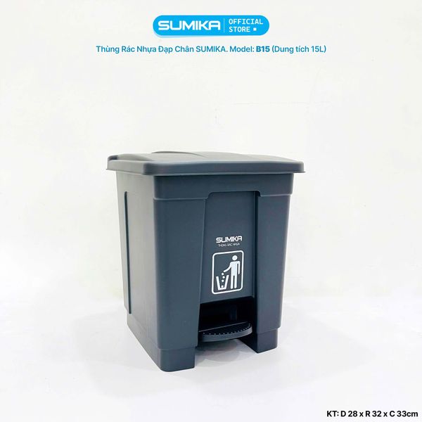  Thùng rác nhựa gia đình SUMIKA B15, dung tích 15L 