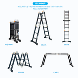  Thang nhôm gấp 4 đoạn Sumika SKM203 NEW, chữ A cao 1.73m, chữ I cao 3.58m 
