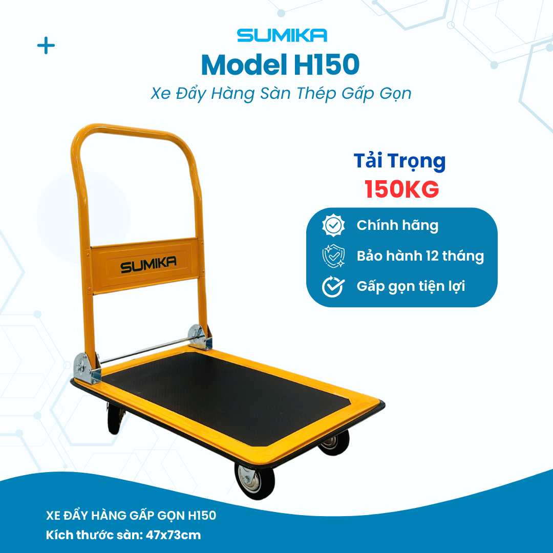 Xe đẩy hàng 4 bánh SUMIKA H150, tải trọng 150kg 