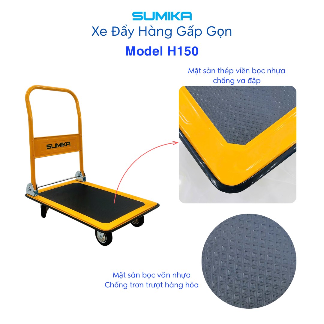  Xe đẩy hàng 4 bánh SUMIKA H150, tải trọng 150kg 