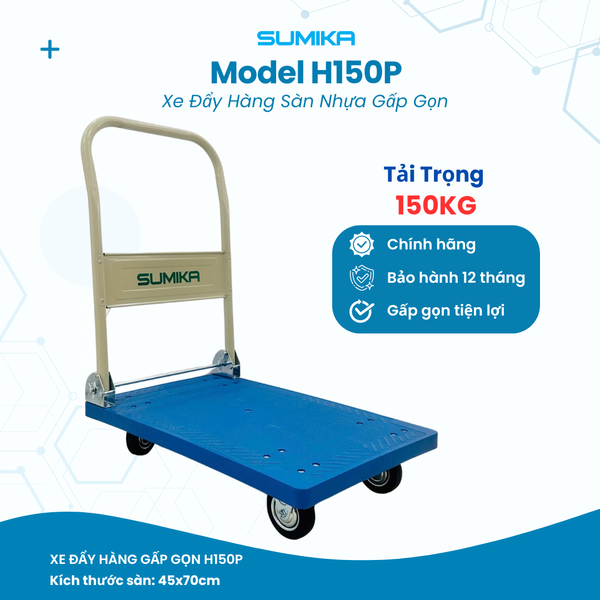  Xe đẩy hàng 4 bánh SUMIKA H150P, tải trọng 150kg 