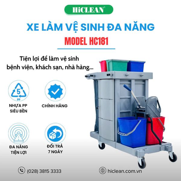  Xe đẩy vệ sinh HiClean HC 181 