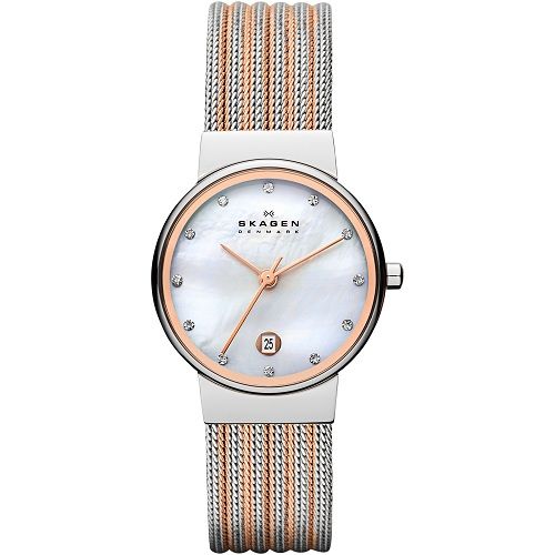  Đồng hồ nữ Skagen Mother of Pearl Dial Two-tone Mesh 