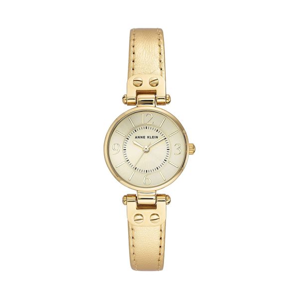  Đồng hồ nữ Anne Klein Dây da ánh nhũ gold 