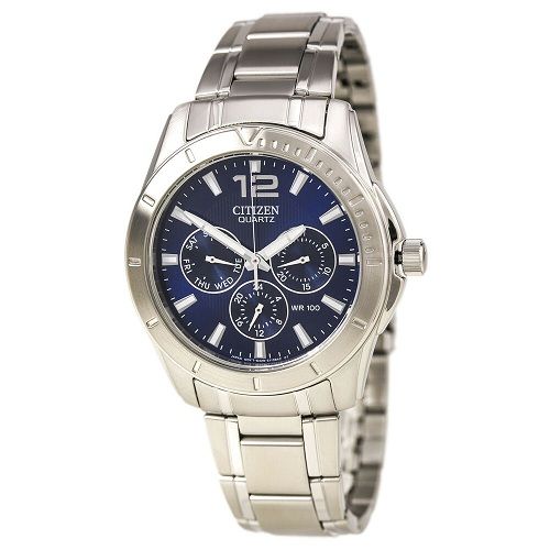 citizen silver and blue watch