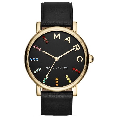  Đồng hồ nữ Marc Jacobs Classic Gold-Tone and Black Leather Three-Hand 