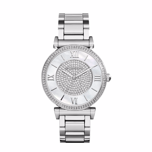  Đồng hồ nữ Michael Kors Caitlin Silver Crystal Pave Dial 