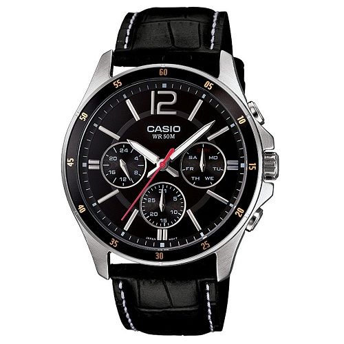  Đồng hồ nam Casio Black Leather 