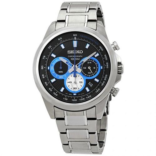  Đồng hồ nam Seiko Chronograph Black Dial 