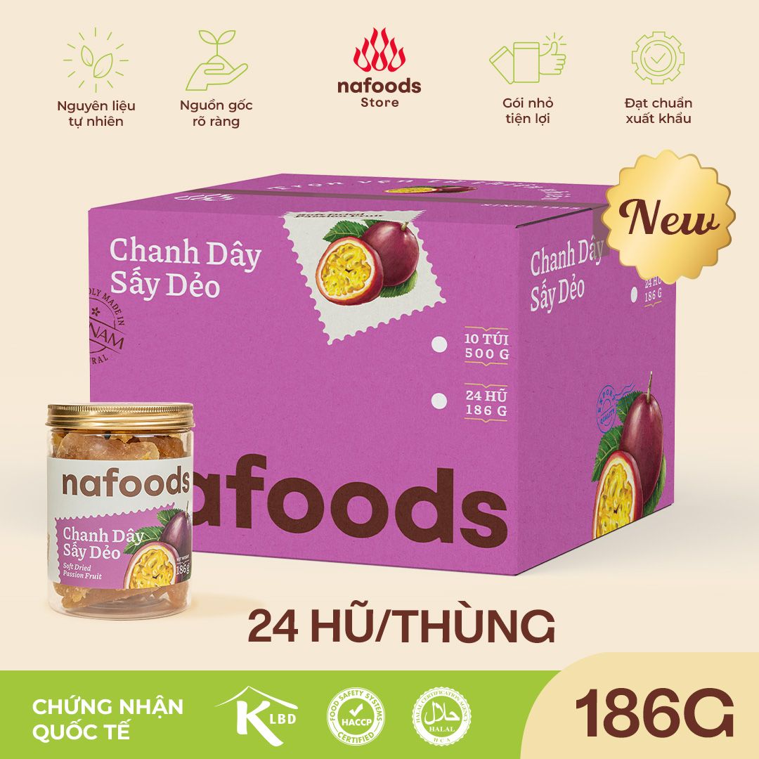  Chanh Dây Sấy Dẻo - Thùng 24 Hũ 186g 