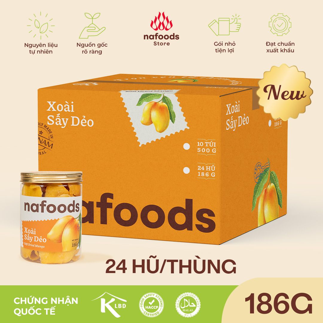  Xoài Sấy Dẻo - Thùng 24 Hũ 186g 