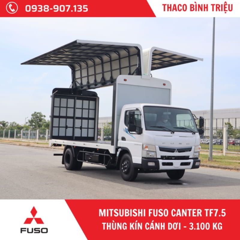 XE TẢI MITSUBISHI 3.5 TẤN FUSO CANTER TF7.5 - THÙNG KÍN CÁNH DƠI