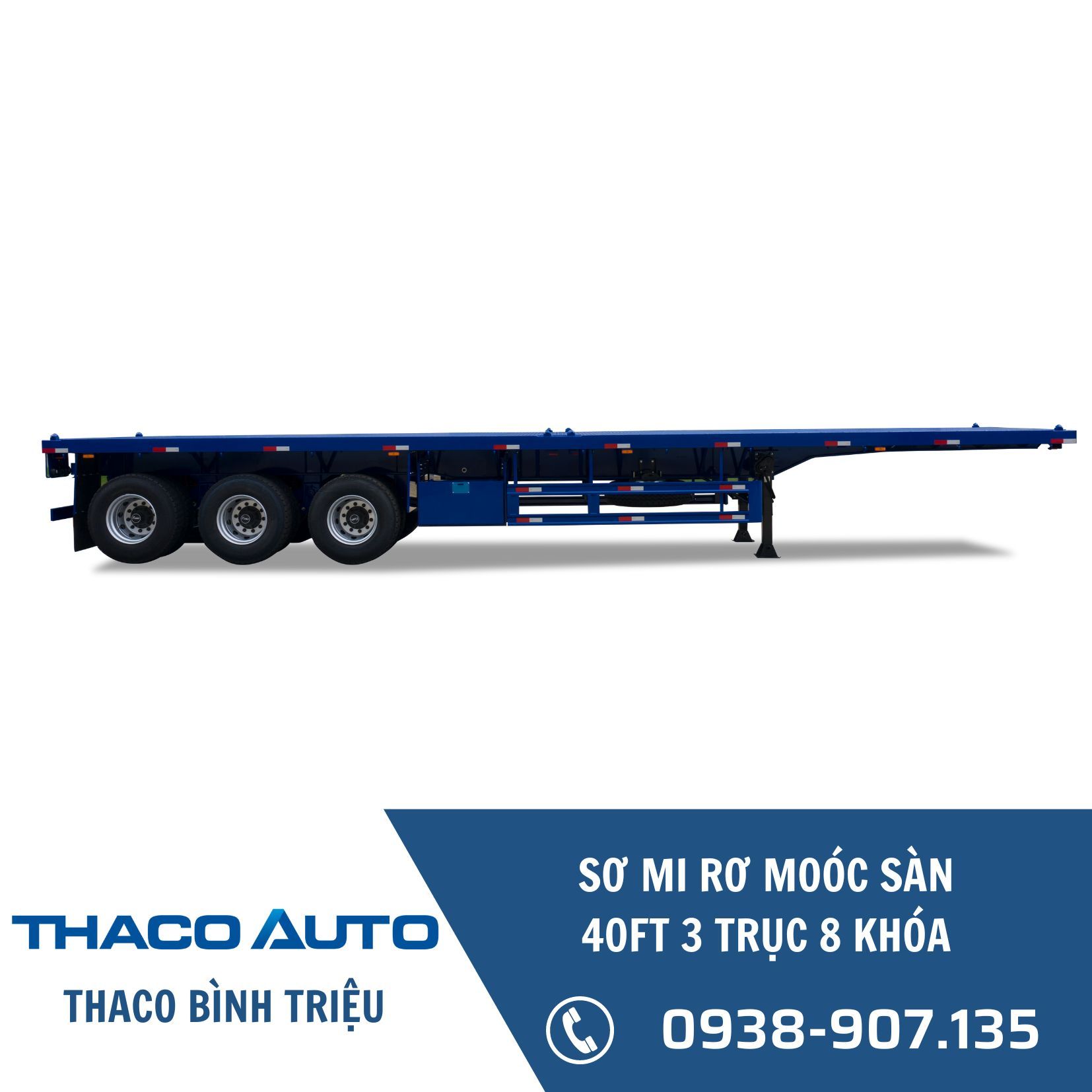 SƠ MI RƠ MOÓC SÀN | 3 TRỤC | 8 KHÓA | 40 FEET