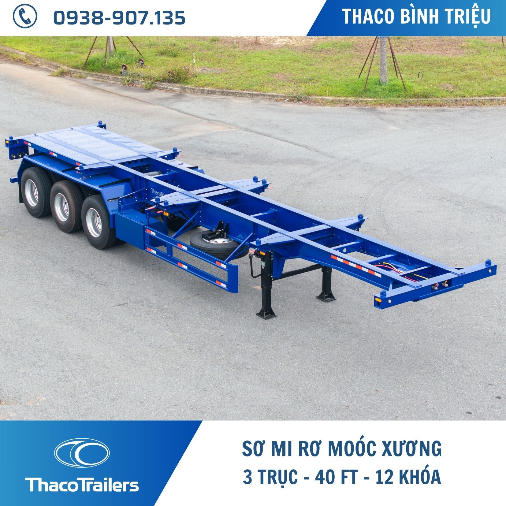 SƠ MI RƠ MOÓC XƯƠNG | 3 TRỤC | 12 KHÓA | 40 FEET