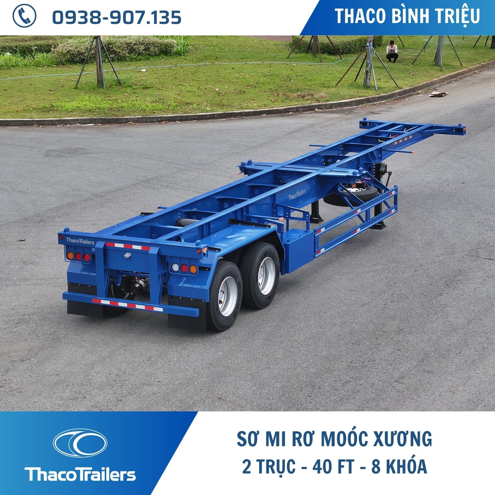 SƠ MI RƠ MOÓC XƯƠNG | 2 TRỤC | 8 KHÓA | 40 FEET