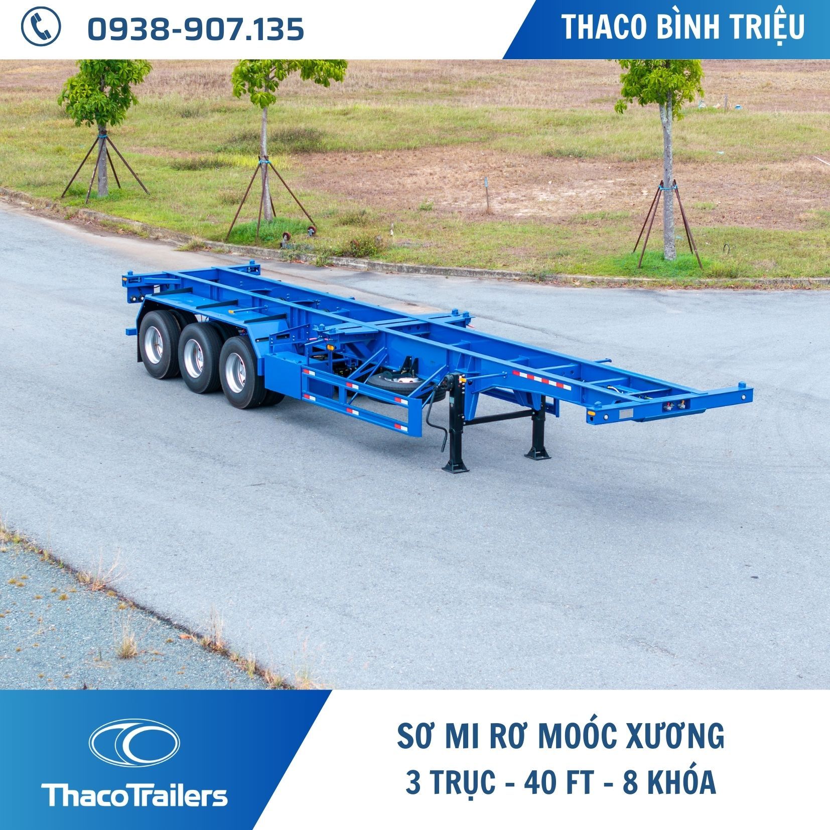 SƠ MI RƠ MOÓC XƯƠNG | 3 TRỤC | 8 KHÓA | 40 FEET