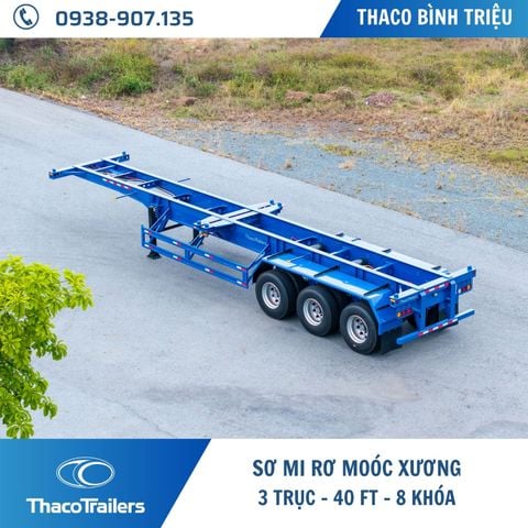 XE SƠ MI RƠ MOÓC THACO CHỞ CONTAINER 40 FEET | 3 TRỤC | 8 KHÓA 