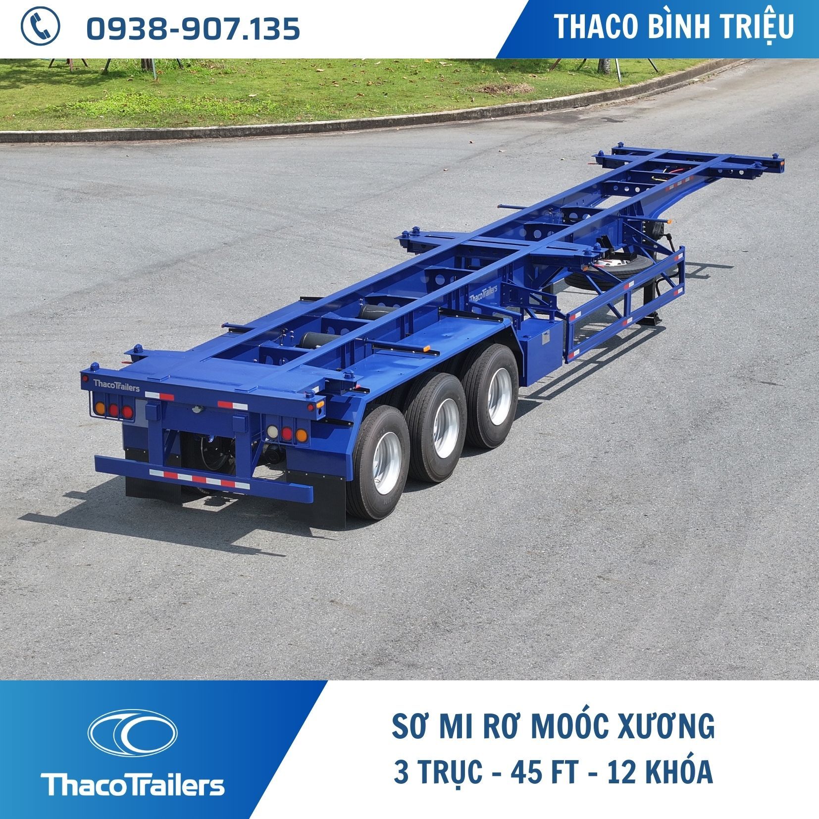 SƠ MI RƠ MOÓC XƯƠNG | 3 TRỤC | 12 KHÓA | 45 FEET