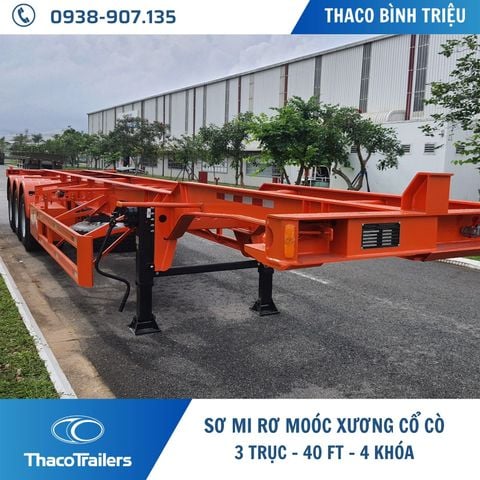 XE SƠ MI RƠ MOÓC CỔ CÒ THACO 40 FEET | 3 TRỤC | 4 KHÓA