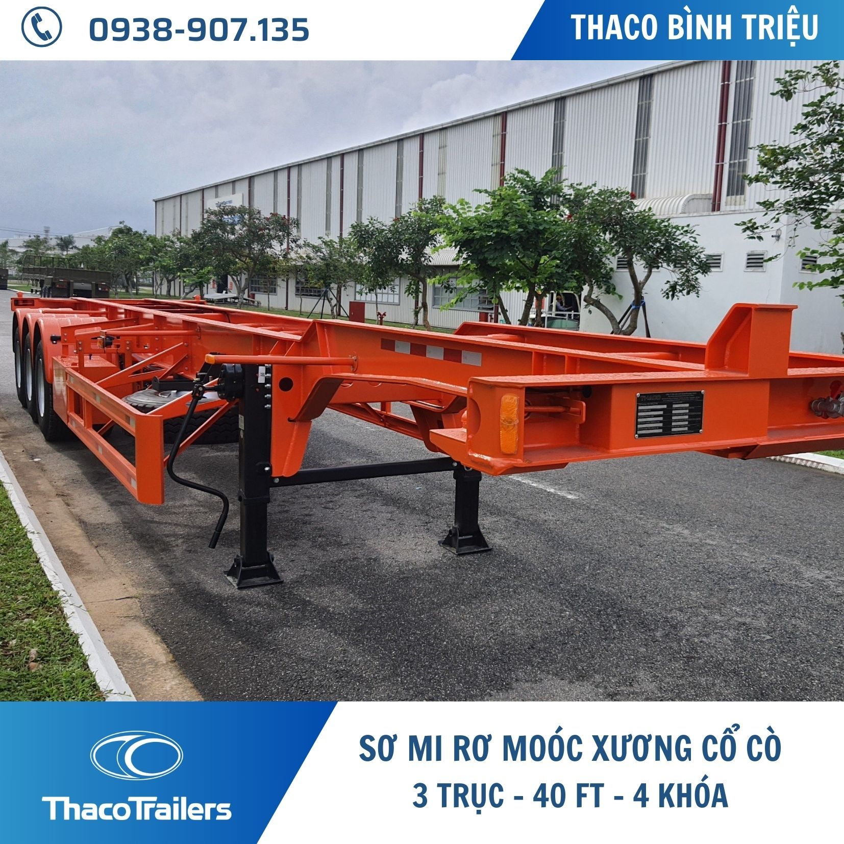 SƠ MI RƠ MOÓC CỔ CÒ | 3 TRỤC | 4 KHÓA | 40 FEET