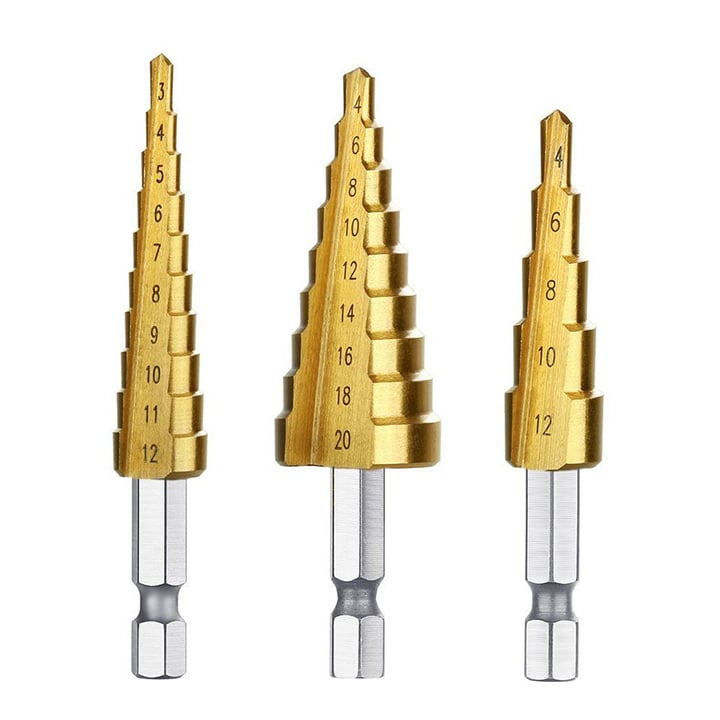 Bộ 3 Mũi Khoan Hình Tháp Phủ Titanium Đa Năng