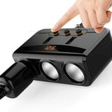  Bộ Chia Tẩu Sạc Ô Tô 3 Cổng 2 Tẩu USB Xoay 90 Độ Đa Năng 