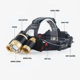 Đèn Pin Đội Đầu 3 Bóng Led 4 Chế Độ Sáng Tiện Lợi 