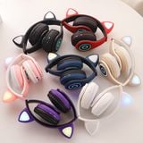  Tai Nghe Bluetooth 5.0 Chụp Tai Hình Mèo Tích Hợp Đèn Led 