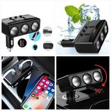 Bộ Chia Tẩu Sạc Ô Tô 3 Cổng 2 Tẩu USB Xoay 90 Độ Đa Năng 