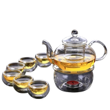  Bộ Ấm Trà Lõi Lọc Thủy Tinh 600ml Có Đế Nến Chịu Nhiệt 