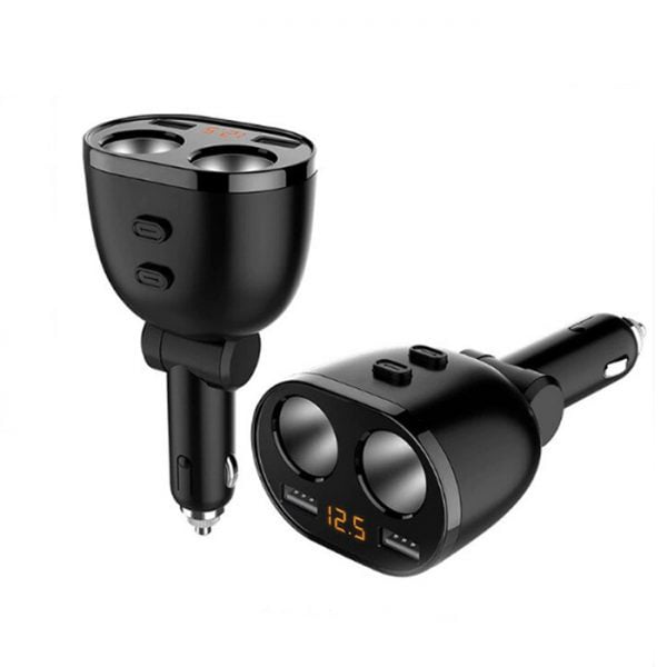 Bộ Chia Tẩu Sạc 2 Cổng USB Đa Năng Màn Hình Điện Tử HY-16