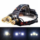  Đèn Pin Đội Đầu 3 Bóng Led 4 Chế Độ Sáng Tiện Lợi 