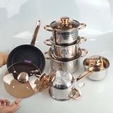  Bộ Nồi 6 Món Dùng Cho Mọi Loại Bếp Kèm Nắp Kính Chịu Lực 