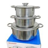  BỘ 3 NỒI SHARP INOX CAO CẤP 