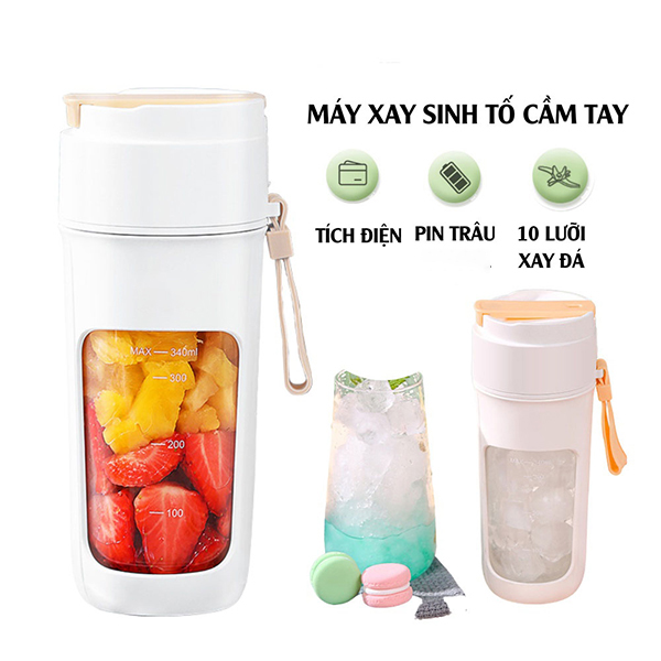 Máy Xay Sinh Tố Cầm Tay 340ml Sạc Pin Tiện Lợi
