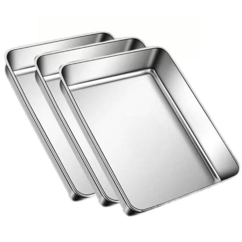 Khay Inox Đựng Thức Ăn Cao Cấp (Combo 3 Khay)