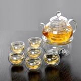  Bộ Ấm Trà Lõi Lọc Thủy Tinh 600ml Có Đế Nến Chịu Nhiệt 
