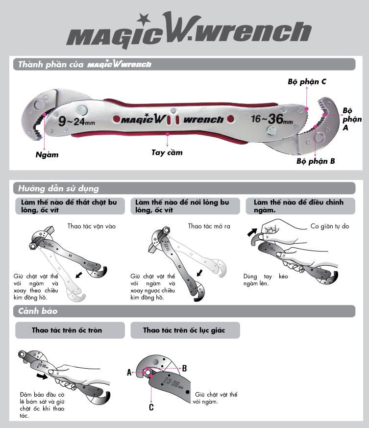  Cờ Lê Mỏ Lết Vạn Năng Magic Wrench Cao Cấp 
