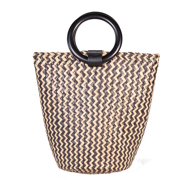  Giỏ ovan quai gỗ đen 