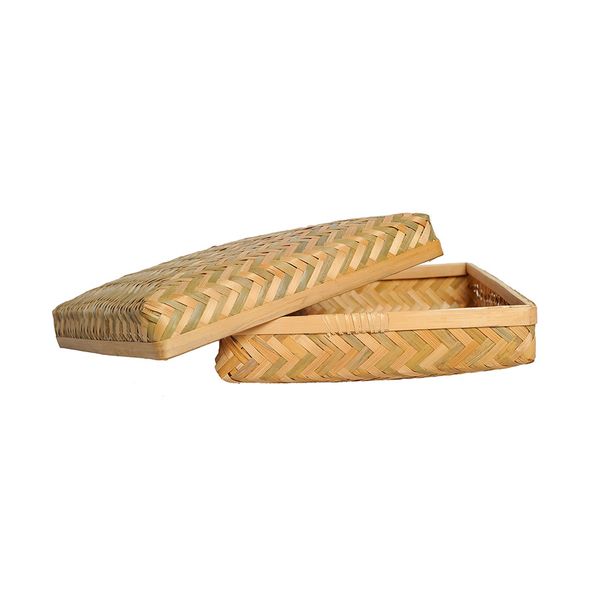  Hộp chữ nhật tre đan nắp rời 