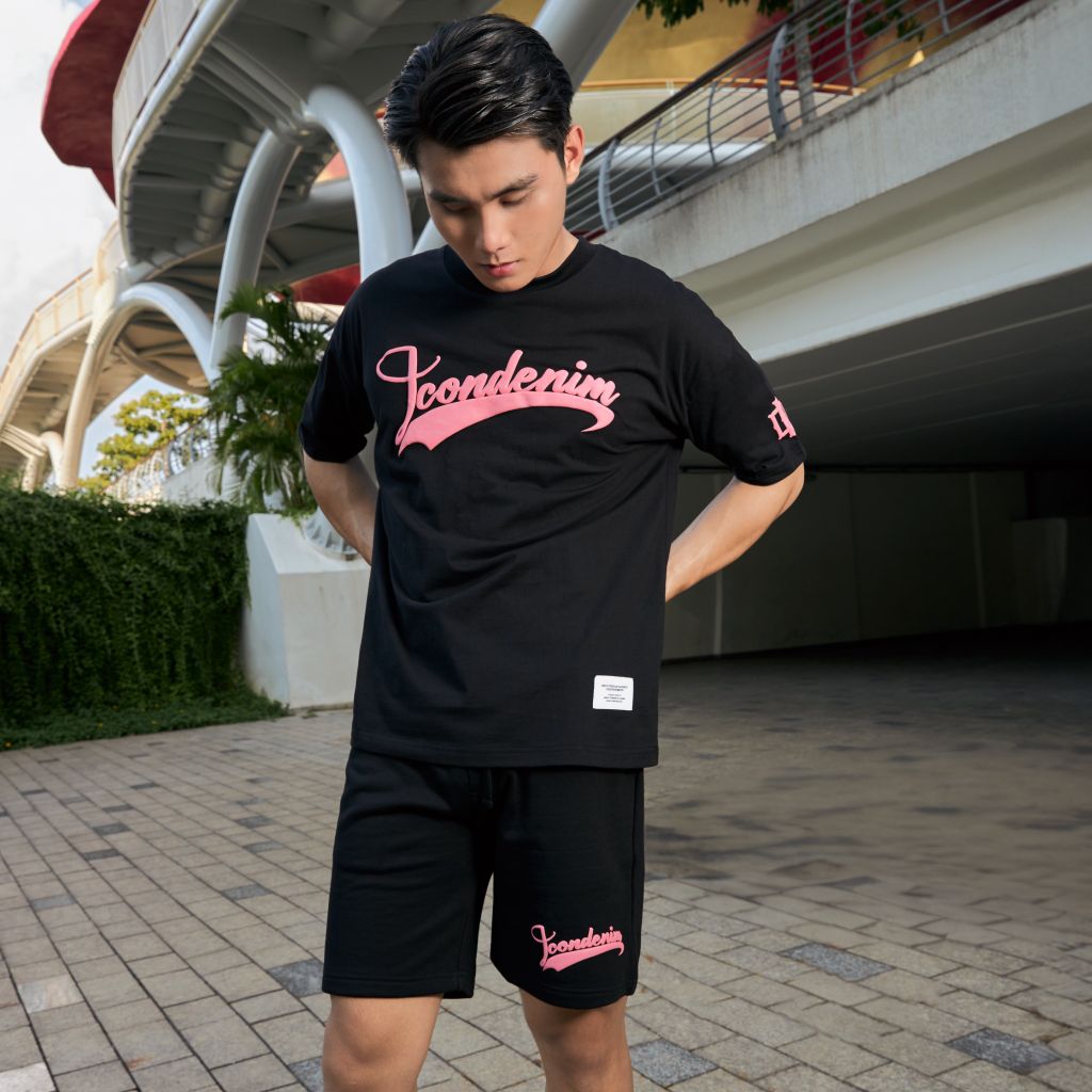 Set Đồ Cotton-Nỉ Nam Logo Black-Pink Printed Form Regular