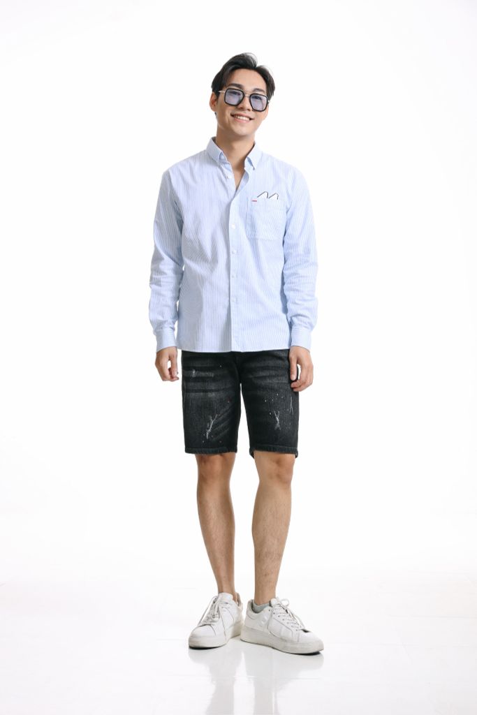 Quần Short Jeans Splater Slim Dark Gray