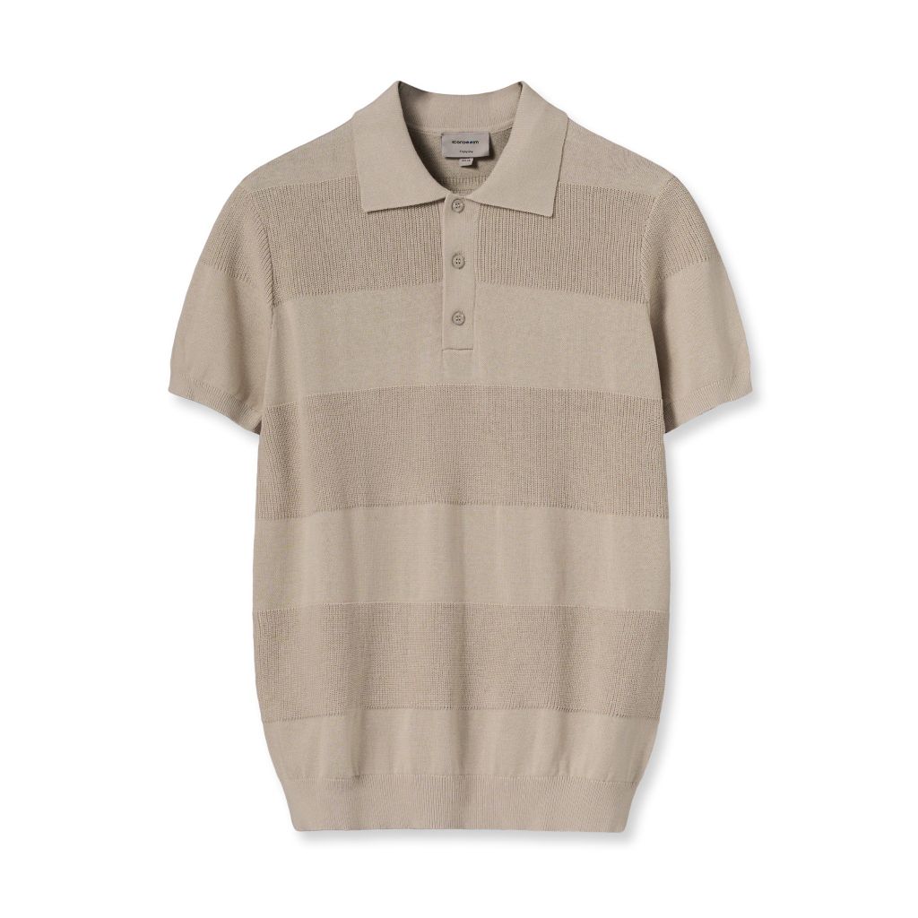 Áo Len Polo Nam Minimalist Dark Striped Knit Form Regular