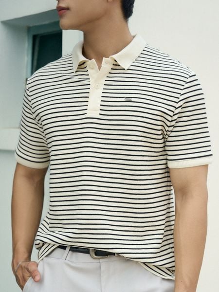 Áo Polo Nam Dệt Kim Sọc Ngang Form Regular