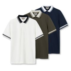 Áo Polo Nam Họa Tiết Phối Cổ Contrasting Ribbed Details Form Regular